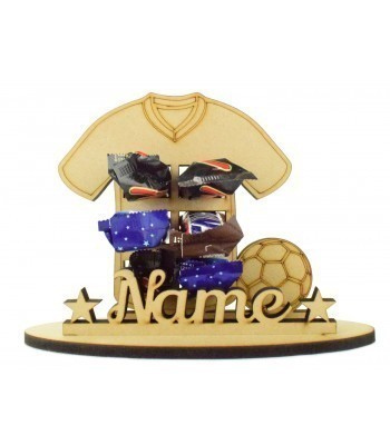6mm Personalised Football T-Shirt Shape Mini Chocolate Bar Holder on a Stand - Stand Options